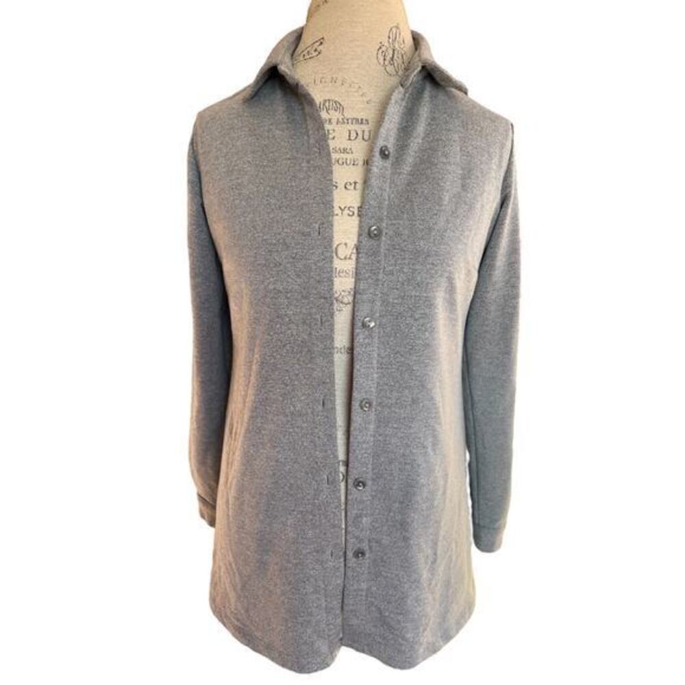 Joan Rivers oversized button down long sleeve. Soft, collared, gray XXS